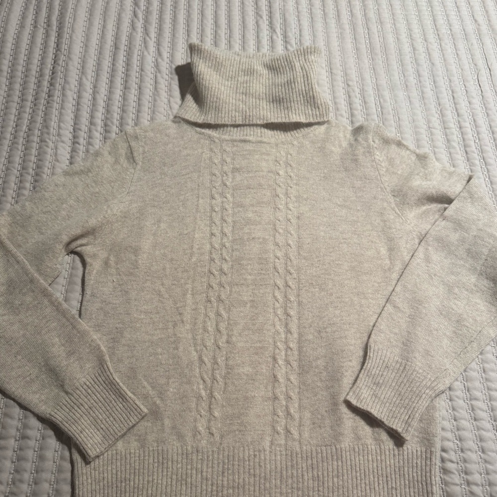 Lambswool‎ Angora Vintage Austin Hill Cable Knit Turtleneck Sweater L